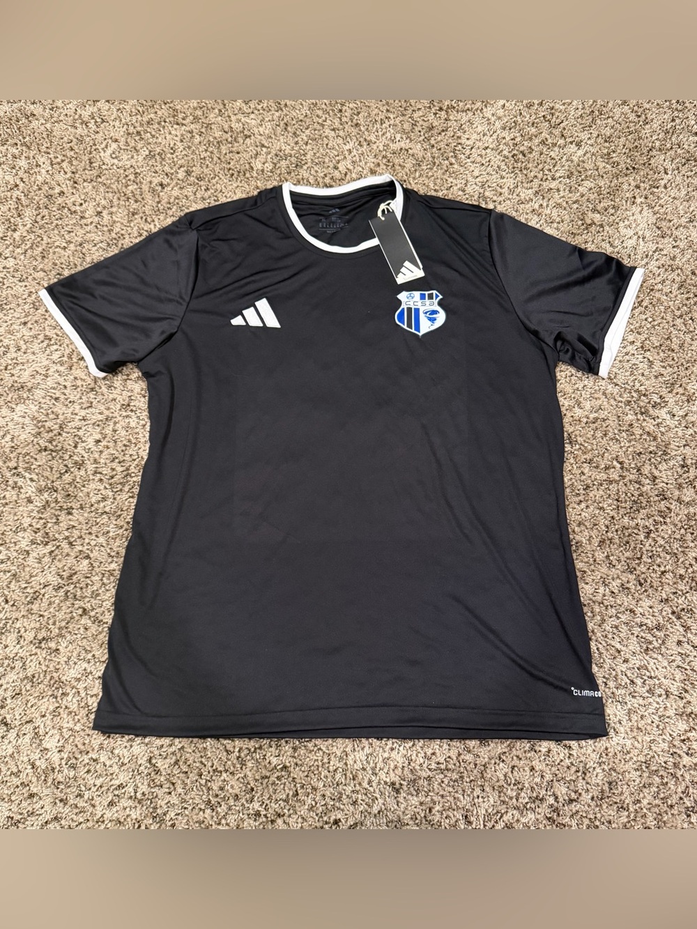 adidas Black Short Sleeve Soccer Jersey NWT